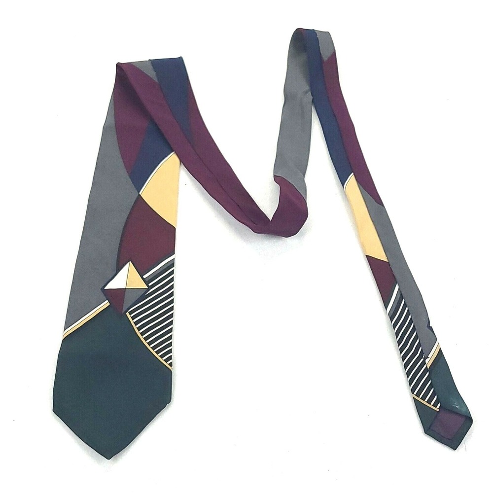 Brandini Le Collezioni Mens Tie 100% Silk Made in USA Vintage Wide Abstract New